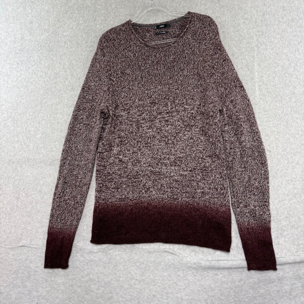 Vince Sweater Women L Burgundy Ombre 100% Cashmere Crew Neck Long Sleeve Knit